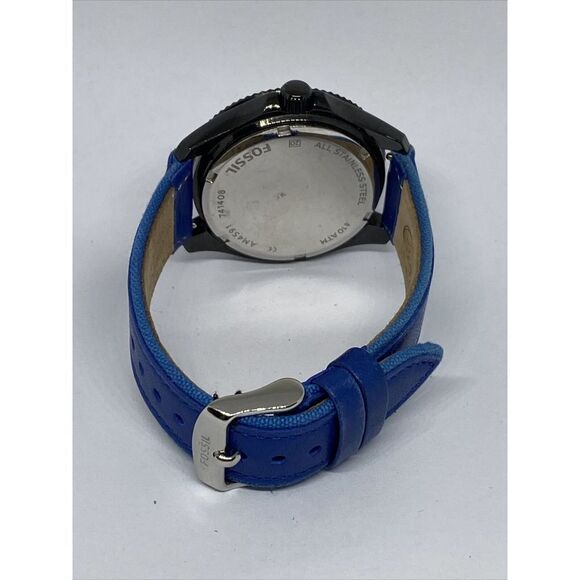 Fossil AM4591 Women's Blue Leather Analog Black Dial Quartz genuine Watch XX353 - Picture 10 of 12